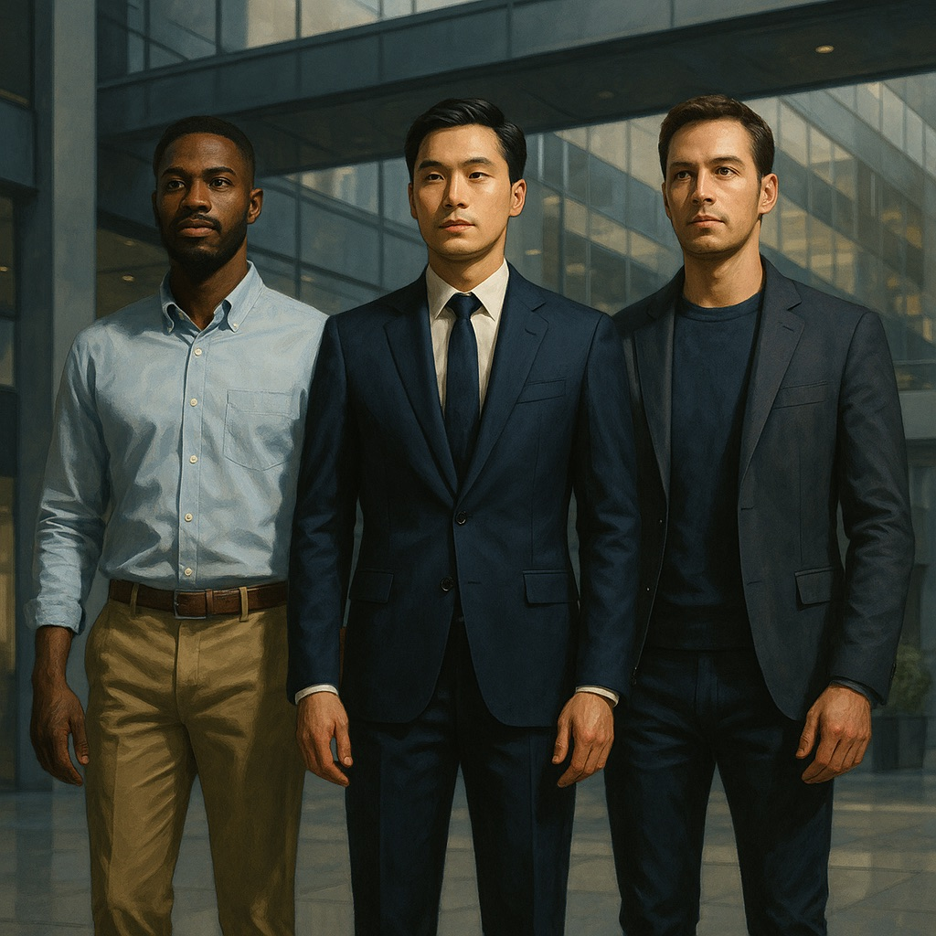 that visually captures the strategic importance of dressing well in the professional world